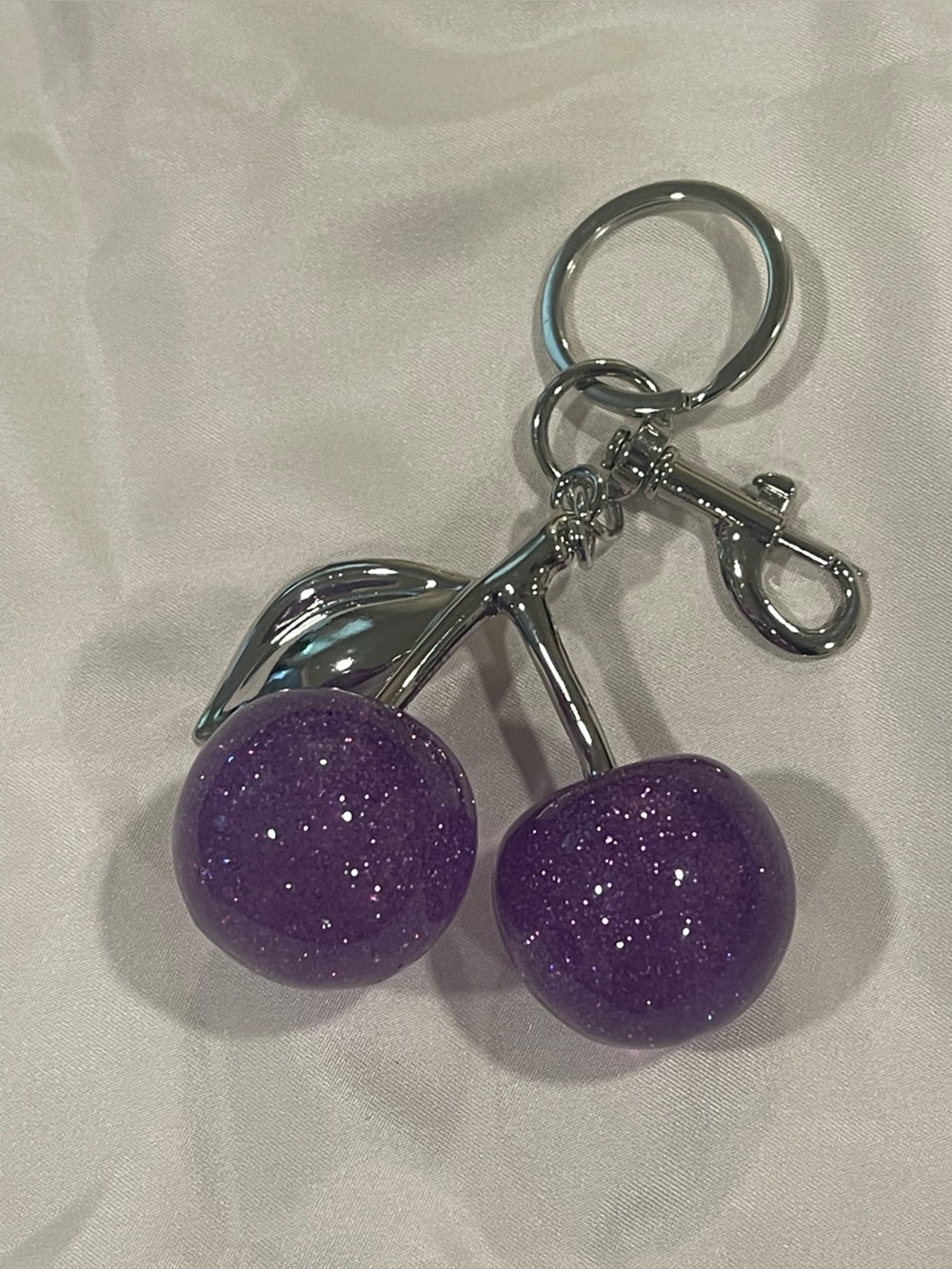 Purple Glitter Cherry Keychain - Women Accessories